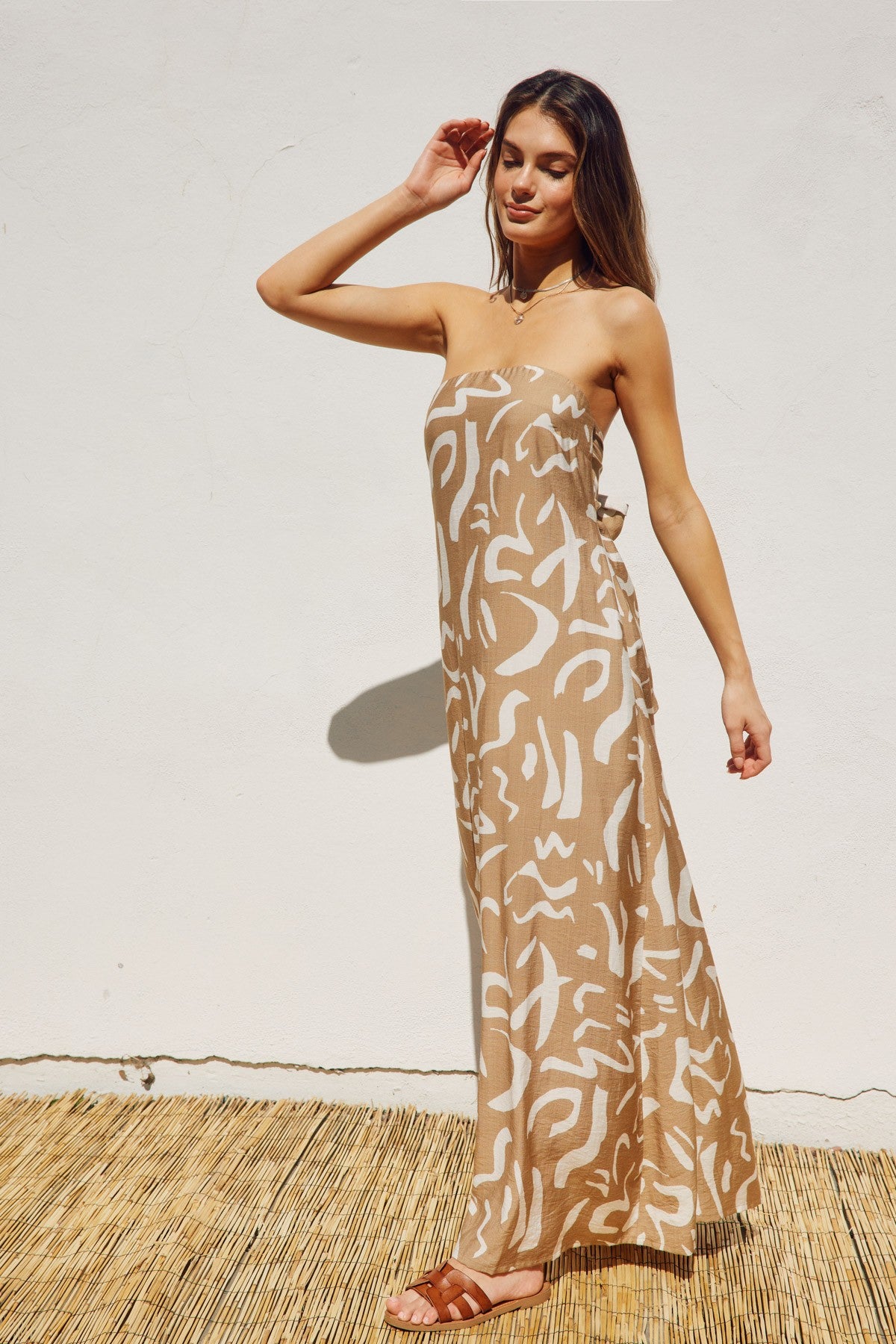 Strapless Tie Back Maxi Dress