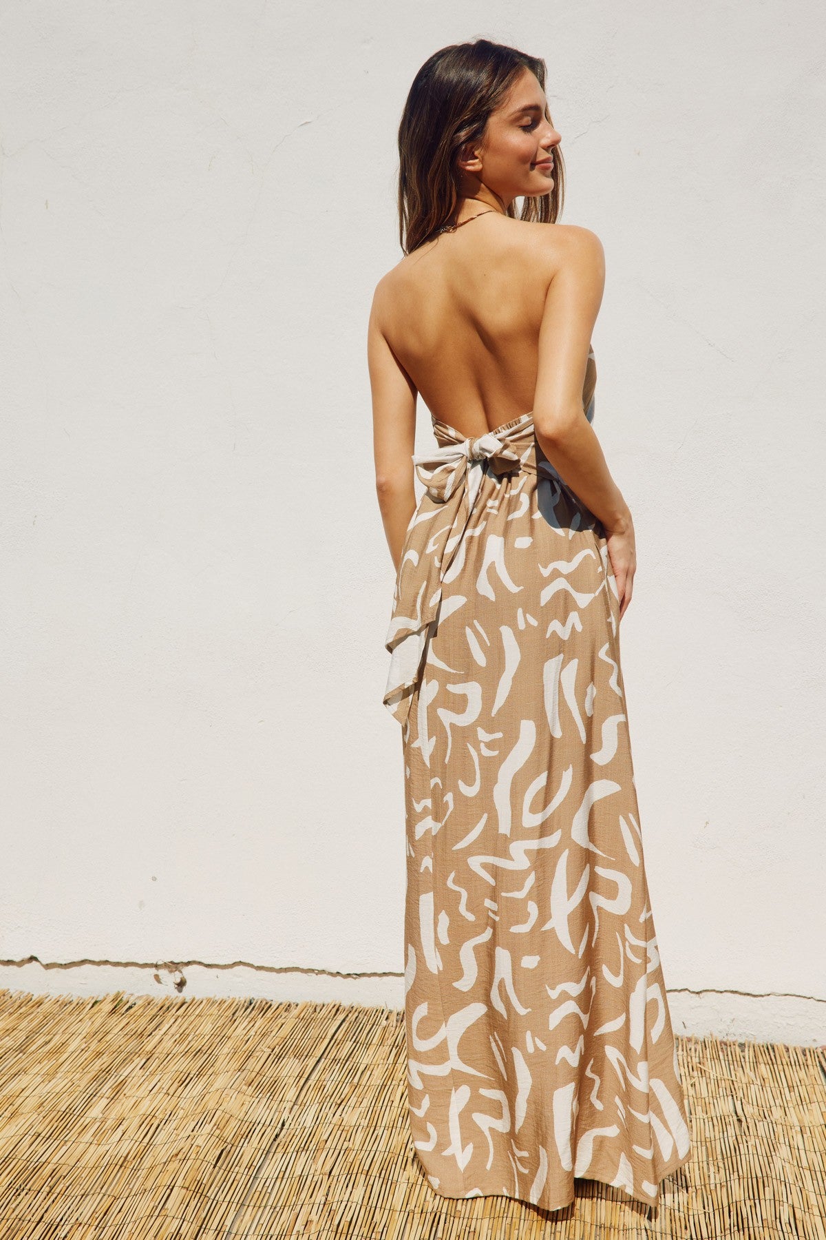 Strapless Tie Back Maxi Dress