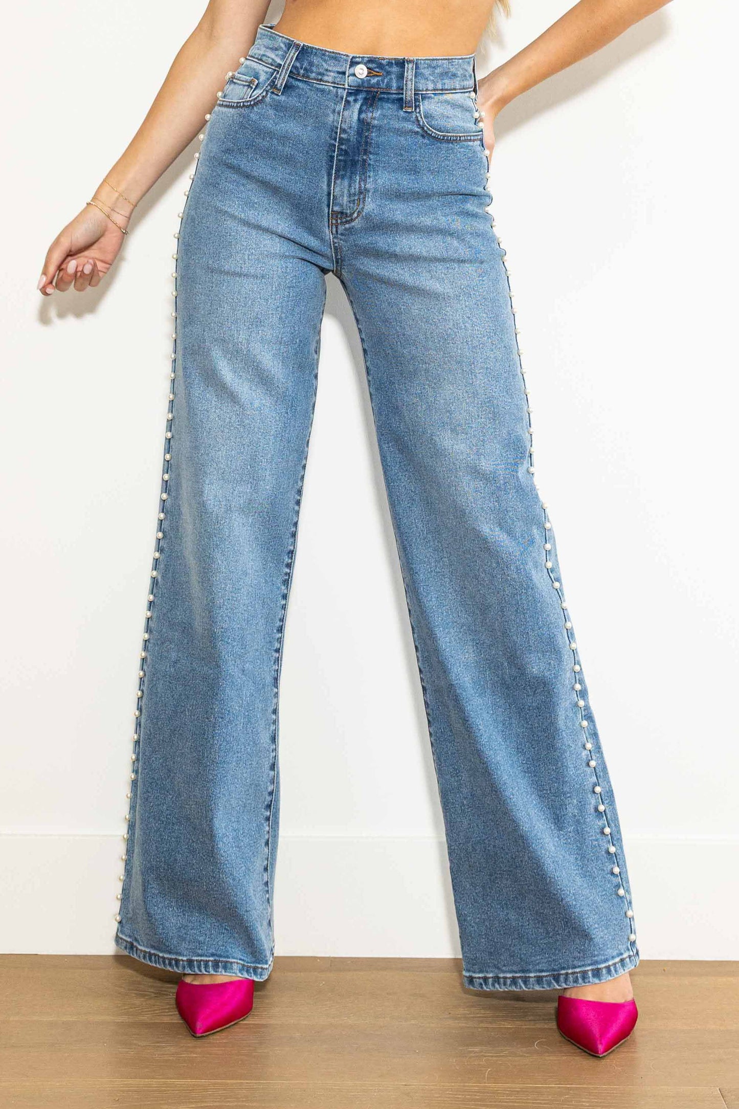 Pearl Stud High Rise Jeans